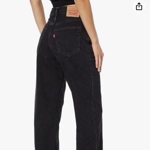 LEVIS '94 BAGGY Women 31X31 Mid Rise Straight Leg Black Denim Jeans NEW